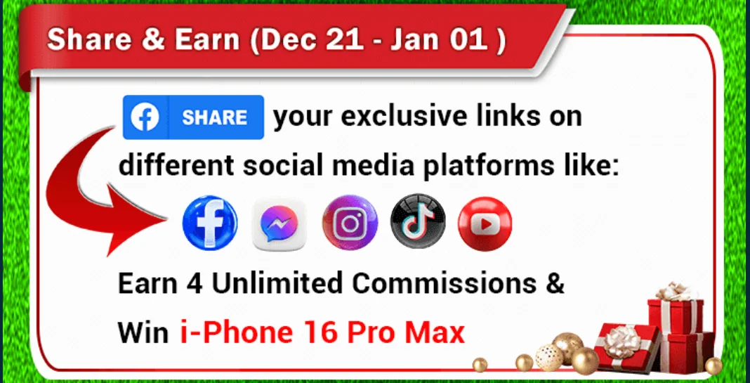 Share and Earn Christmas & New Year Promotions Details